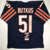 Autographed/Signed Dick Butkus Chicago Blue Football Jersey JSA COA by Hall of Fame Sports Memorabilia