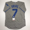 Autographed/Signed Julio Urias MLB Debut Los Angeles LA Grey Baseball Jersey PSA/DNA COA