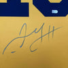 Framed Autographed/Signed Jared Goff 35x39 Los Angeles LA Yellow Color Rush Football Jersey Fanatics COA