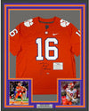 Framed Autographed/Signed Trevor Lawrence 35x39 Clemson Tigers Orange Authentic Nike College Football Jersey Fanatics COA