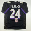 Autographed/Signed Marcus Peters Baltimore Black Football Jersey JSA COA