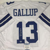 Autographed/Signed Michael Gallup Dallas White Football Jersey Beckett BAS COA
