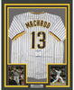 Framed Autographed/Signed Manny Machado 35x39 San Diego Pinstripe Baseball Jersey Beckett BAS COA