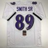 Autographed/Signed Steve Smith Sr. Baltimore White Football Jersey JSA COA