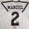 Autographed/Signed Johnny Manziel Texas A&M White College Football Jersey JSA COA