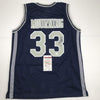 Autographed/Signed Alonzo Mourning Georgetown Blue College Basketball Jersey JSA COA