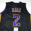 Autographed/Signed Lonzo Ball Los Angeles LA Black Basketball Jersey Beckett BAS COA