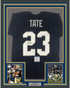Framed Autographed/Signed Golden Tate 35x39 Notre Dame Blue College Football Jersey Beckett BAS COA
