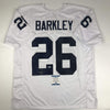 Autographed/Signed Saquon Barkley Penn State White College Football Jersey Beckett BAS COA