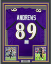 Framed Autographed/Signed Mark Andrews 35x39 Baltimore Purple Football Jersey Beckett BAS COA