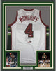 Framed Autographed/Signed Sidney Moncrief 35x39 Milwaukee White Basketball Jersey PSA/DNA COA