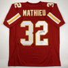 Autographed/Signed Tyrann Mathieu Kansas City Red Football Jersey PSA/DNA COA