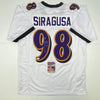 Autographed/Signed Tony Siragusa Baltimore White Football Jersey JSA COA