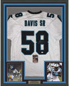 Framed Autographed/Signed Thomas Davis Sr. 35x39 Carolina White Football Jersey JSA COA