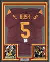 Framed Autographed/Signed Reggie Bush 05 Heisman 35x39 USC Southen Cal Maroon College Football Jersey Beckett BAS COA
