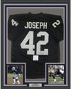 Framed Autographed/Signed Karl Joseph 35x39 Oakland Black Football Jersey Beckett BAS COA
