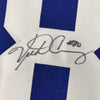 Framed Autographed/Signed Victor Cruz 35x39 New York Blue Football Jersey JSA COA