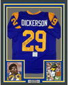 Framed Autographed/Signed Eric Dickerson 35x39 HOF 99 Los Angeles LA Blue Football Jersey Beckett BAS COA