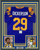 Framed Autographed/Signed Eric Dickerson 35x39 HOF 99 Los Angeles LA Blue Football Jersey Beckett BAS COA