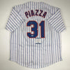 Autographed/Signed Mike Piazza New York NY Pinstripe Baseball Jersey Beckett BAS COA