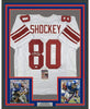 Framed Autographed/Signed Jeremy Shockey 35x39 New York White Football Jersey JSA COA