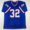 Autographed/Signed OJ O.J. Simpson Buffalo Blue Stat Football Jersey JSA COA
