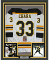 Framed Autographed/Signed Zdeno Chara 35x39 Boston White Hockey Jersey JSA COA