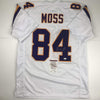 Autographed/Signed Randy Moss Minnesota White Football Jersey JSA COA