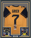 Framed Autographed/Signed Will Grier 35x39 West Virginia Yellow College Football Jersey JSA COA
