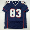Autographed/Signed Wes Welker New England Blue Football Jersey JSA COA