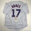 Autographed/Signed Mark Grace Chicago Pinstripe Baseball Jersey JSA COA by Hall of Fame Sports Memorabilia