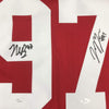 Autographed/Signed Nick & Joey Bosa Brothers Ohio State Red College Football Jersey JSA COA