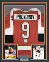 Framed Autographed/Signed Ivan Provorov 35x39 Philadelphia Orange Hockey Jersey Beckett BAS COA