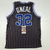 Autographed/Signed Shaquille Shaq O'Neal Orlando Black Pinstripe Basketball Jersey JSA COA