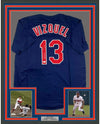 Framed Autographed/Signed Omar Vizquel 11x GG 35x39 Cleveland Blue Baseball Jersey JSA COA