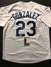 Autographed/Signed Adrian Gonzalez Los Angeles Dodgers White Baseball Jersey JSA COA