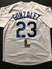 Autographed/Signed Adrian Gonzalez Los Angeles Dodgers White Baseball Jersey JSA COA