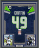 Framed Autographed/Signed Shaquem Griffin 35x39 Seattle Blue Football Jersey JSA COA
