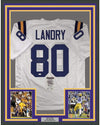 Framed Autographed/Signed Jarvis Landry 35x39 LSU Tigers White College Football Jersey JSA COA