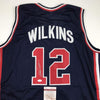 Autographed/Signed Dominique Wilkins Team USA United States Blue Olympics Basketball Jersey JSA COA