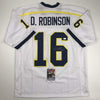 Autographed/Signed Denard Robinson Michigan White College Football Jersey JSA COA