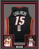 Framed Autographed/Signed Mario Chalmers 35x39 Miami Black Basketball Jersey JSA COA