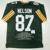 Autographed/Signed Jordy Nelson Green Bay Green Stat Football Jersey JSA COA