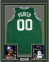 Framed Autographed/Signed Robert Parish 35x39 Boston Green Basketball Jersey JSA COA Holo Only