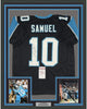 Framed Autographed/Signed Curtis Samuel 35x39 Carolina Black Football Jersey JSA COA