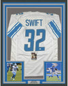 Framed Autographed/Signed D'Andre Swift 35x39 Detroit White Football Jersey JSA COA