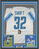 Framed Autographed/Signed D'Andre Swift 35x39 Detroit White Football Jersey JSA COA