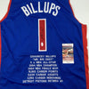 Autographed/Signed Chauncey Billups Detroit Blue Stat Basketball Jersey JSA COA