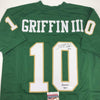 Autographed/Signed Robert Griffin III Heisman 2011 Baylor Green College Football Jersey JSA COA