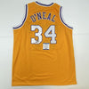 Autographed/Signed Shaquille Shaq O'Neal Los Angeles LA Yellow Basketball Jersey Beckett BAS COA